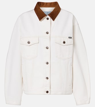Suede-trimmed denim jacket | Prada