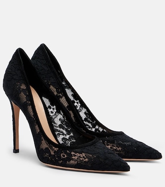 Claudia suede-trimmed lace pumps | Gianvito Rossi