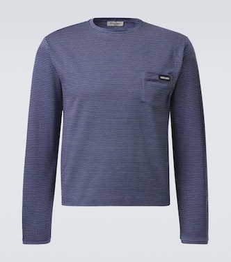 Striped cotton jersey jacquard T-shirt | Miu Miu