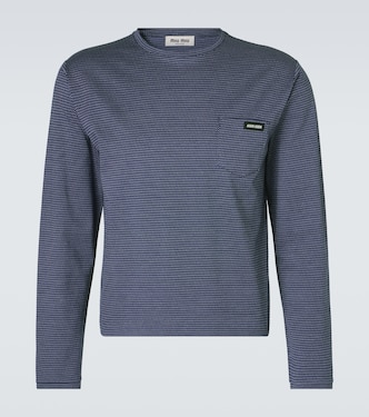 T-shirt in jacquard di cotone  | Miu Miu
