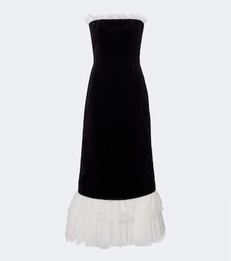 Vestido midi Isabetta de terciopelo de algodón | Costarellos