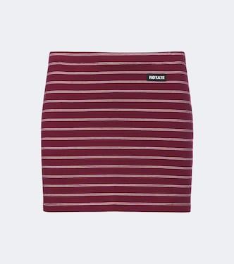 Striped cotton-blend piqué miniskirt | Rotate