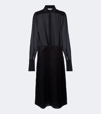 Vestido midi de georgette de seda y satén | Fendi