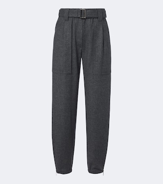 Belted wool and cashmere tapered pants | Brunello Cucinelli