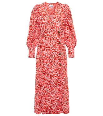 Floral crêpe midi dress | Ganni