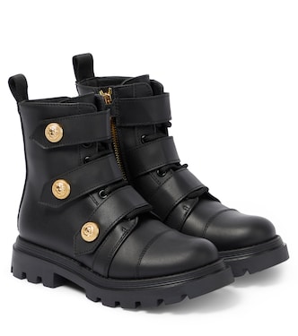 Embellished leather boots | Balmain Kids