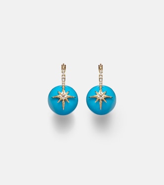 Starburst 14kt gold earrings with turquoise and diamonds | Sydney Evan