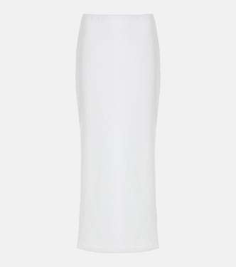 High-rise cotton-blend midi skirt | Norma Kamali