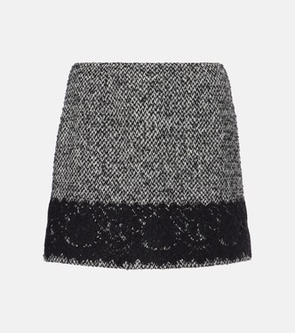 Minifalda de tweed con ribete de encaje | Dolce&Gabbana