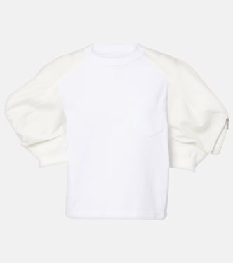 Puff-sleeve cotton-blend T-shirt | Sacai