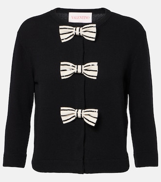 Bow-detail virgin wool cardigan | Valentino
