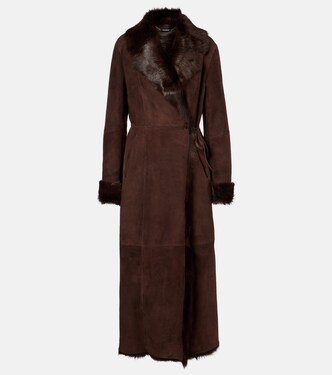 Manteau Joni en daim et shearling | Nour Hammour