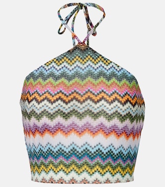Zigzag halterneck lamé crop top | Missoni