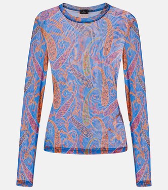 Semi-sheer velvet-trimmed tulle top | Etro