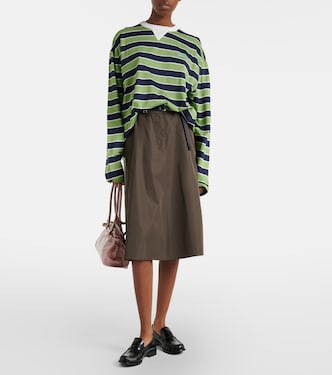 Striped cotton jersey T-shirt in green - Prada | Mytheresa