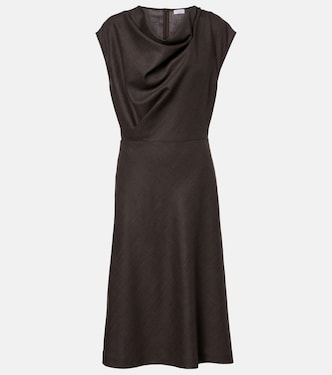 Draped wool-blend midi dress | Brunello Cucinelli