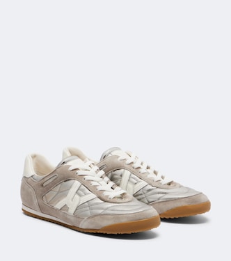 Quilted suede-trimmed leather sneakers | Veronica Beard