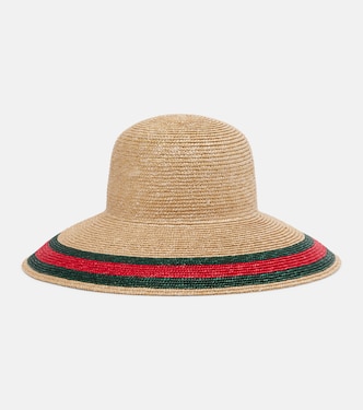 Web Stripe woven sun hat | Gucci