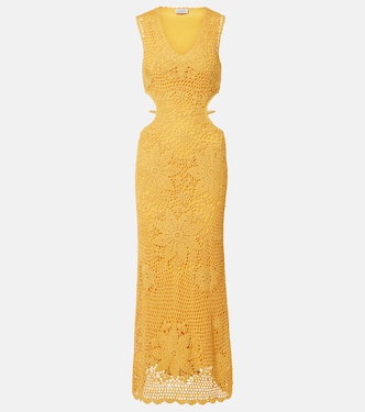Lyla crochet floral cotton maxi dress | Simkhai