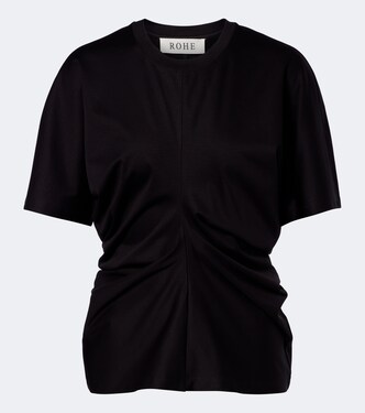Gathered cotton and silk-blend t-shirt | Róhe
