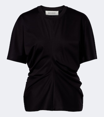 Gathered cotton and silk-blend t-shirt | Róhe