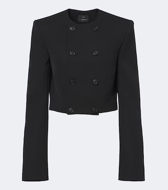 Blazer cropped doppiopetto in lana vergine | Wardrobe.NYC