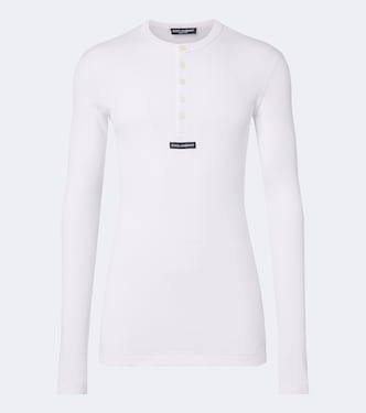 Logo ribbed-knit cotton Henley shirt | Dolce&Gabbana