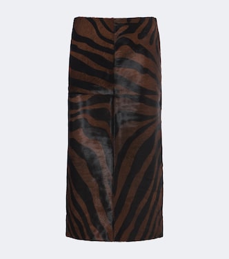 Tobiana zebra-print calf hair midi skirt | Simkhai