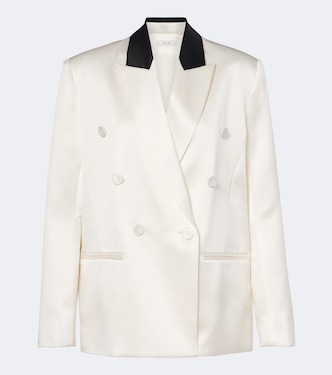 Double-breasted silk satin blazer | The Sei