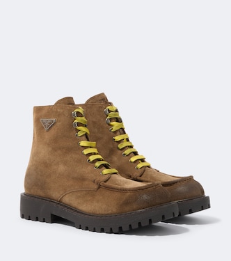 Suede lace-up boots | Prada
