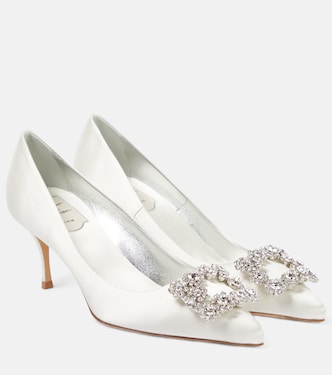 Flower Strass 임벨리시드 새틴 펌프스 | Roger Vivier