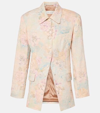 Floral linen-blend jacquard blazer | Dries Van Noten