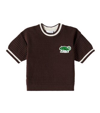 Patch-appliqué cotton crochet top | Mini Rodini