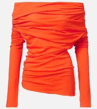 Bound one-shoulder cotton-blend top | Entire Studios