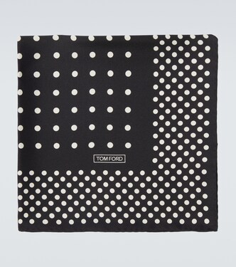 Logo polka-dot silk pocket square | Tom Ford