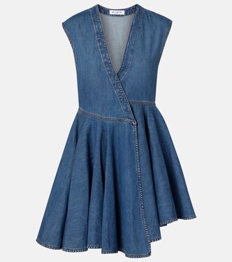 Asymmetric denim wrap dress | Alaïa