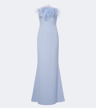 Soshin feather-trimmed crêpe gown | Safiyaa