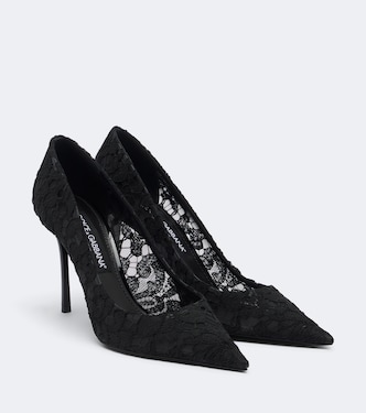 Leather-trimmed lace pumps | Dolce&Gabbana