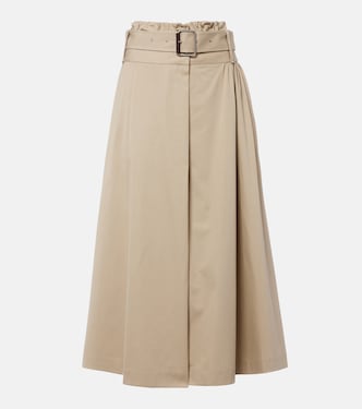 Gonna lunga in cotone e seta con cintura | Loewe