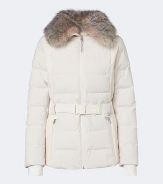 Belted shearling-trimmed down ski jacket | Yves Salomon