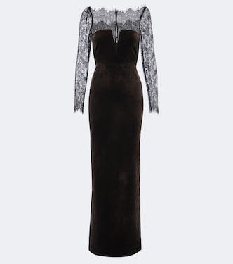 Lace-trimmed velvet gown | Roland Mouret