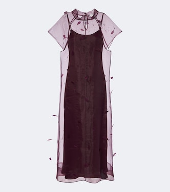 Pauline feather-trimmed organza midi dress | Simkhai