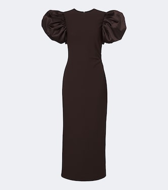 Puff-sleeve satin-trimmed midi dress | Rotate