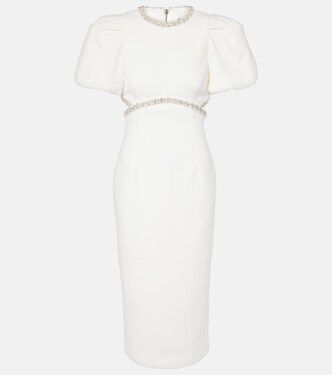 Bridal Alicia embellished crêpe midi dress | Rebecca Vallance