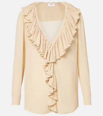 Ruffled silk crepon blouse | Saint Laurent