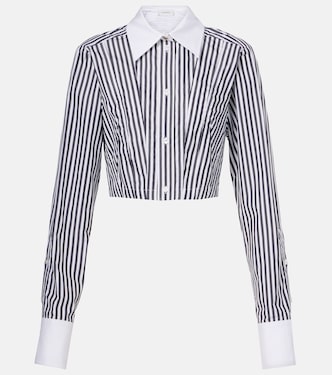 Cropped striped cotton poplin shirt | Sportmax
