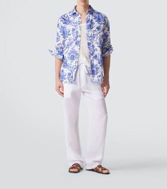 Roma paisley linen shirt in blue - Etro | Mytheresa