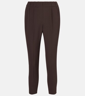 Pantalones slim cropped de crepé | Brunello Cucinelli