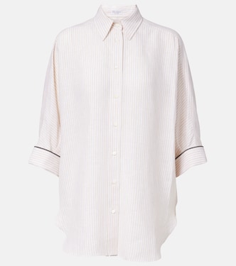 Monili striped oversized linen shirt  | Brunello Cucinelli