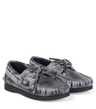 Cruise distressed leather boat shoes | Golden Goose Kids